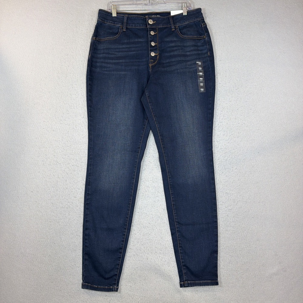 Maurices Woman High Rise Denim Flex Jegging Size 16W Long NWT Whiskering Stretch